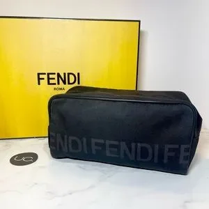 Fendi | Bags | Fendi Dopp Kittoiletry Bag Black With Charcoal Logo 